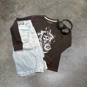 Sons of Anarchy Thermal Graphic Long Sleeve Shirt Black Red XL 2014 Biker Grunge